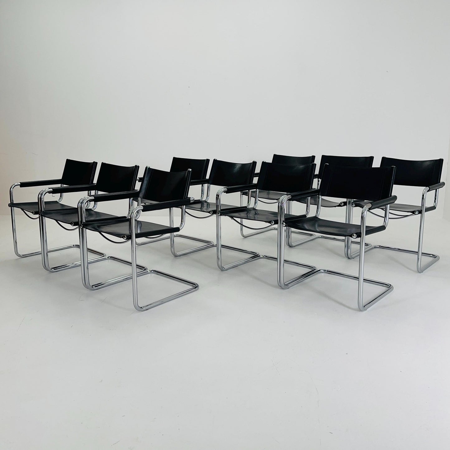 1 of 10 Mid century B34 Matteo Grassi Mg5 black leather cantilever chair by Mart Stam italy 1980s