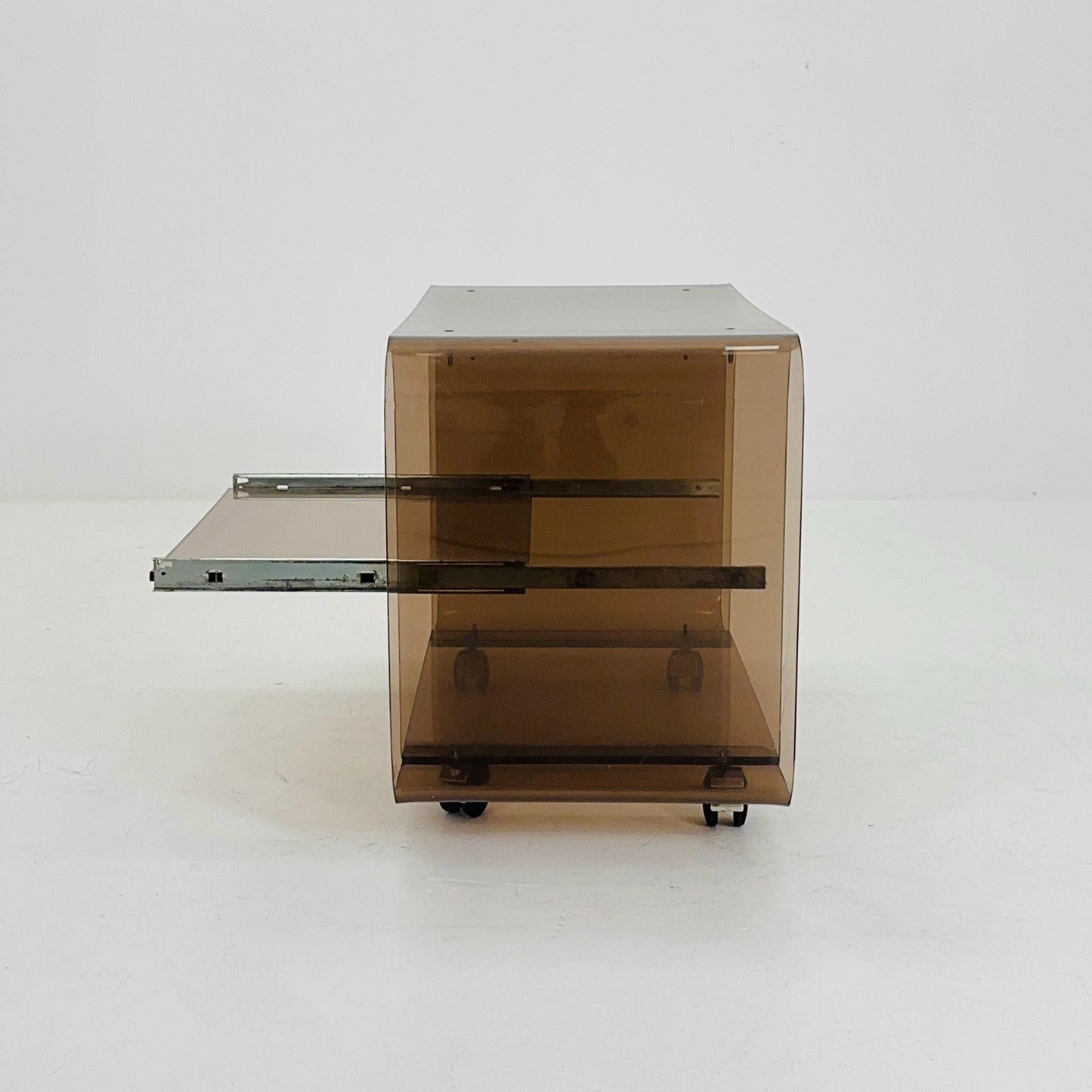 Space age Smoked Brown Plexiglass Trolley by Michel Dumas for Roche Bobois 1970s