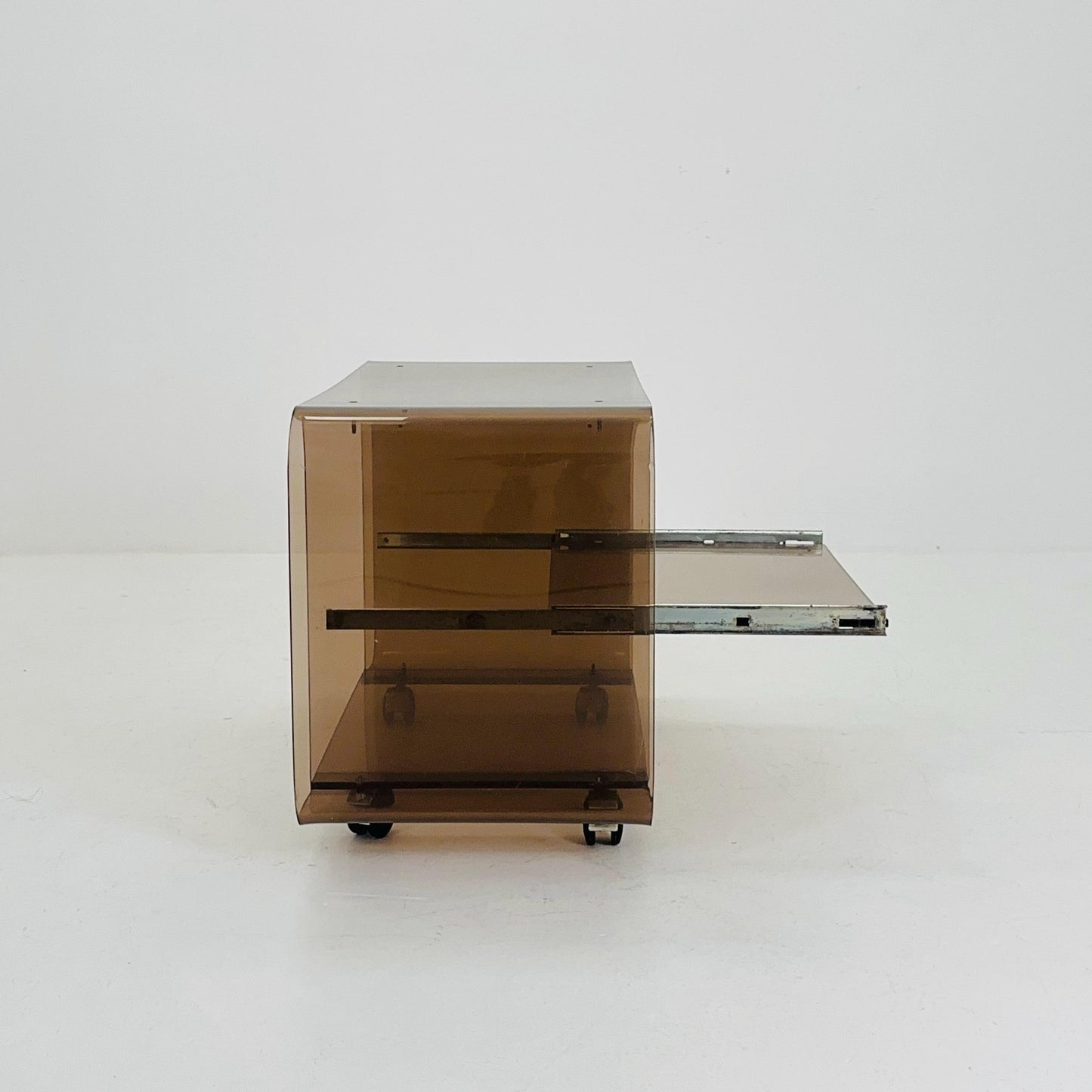 Space age Smoked Brown Plexiglass Trolley by Michel Dumas for Roche Bobois 1970s