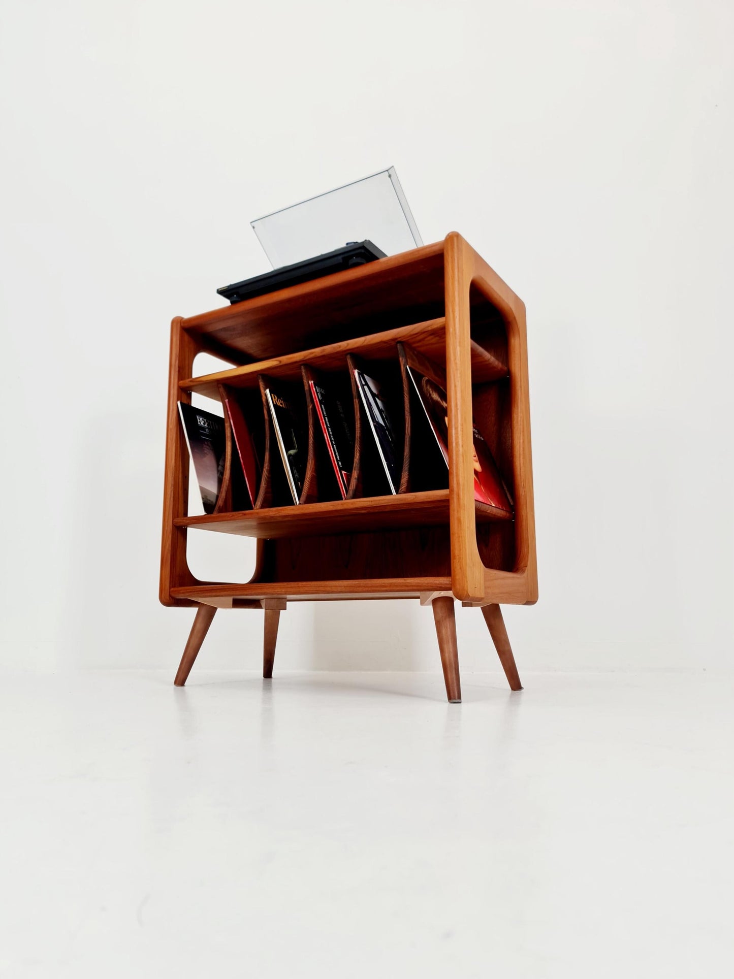 Vintage Danish teak record cabinet sideboard By Salin Möbler , 1960s