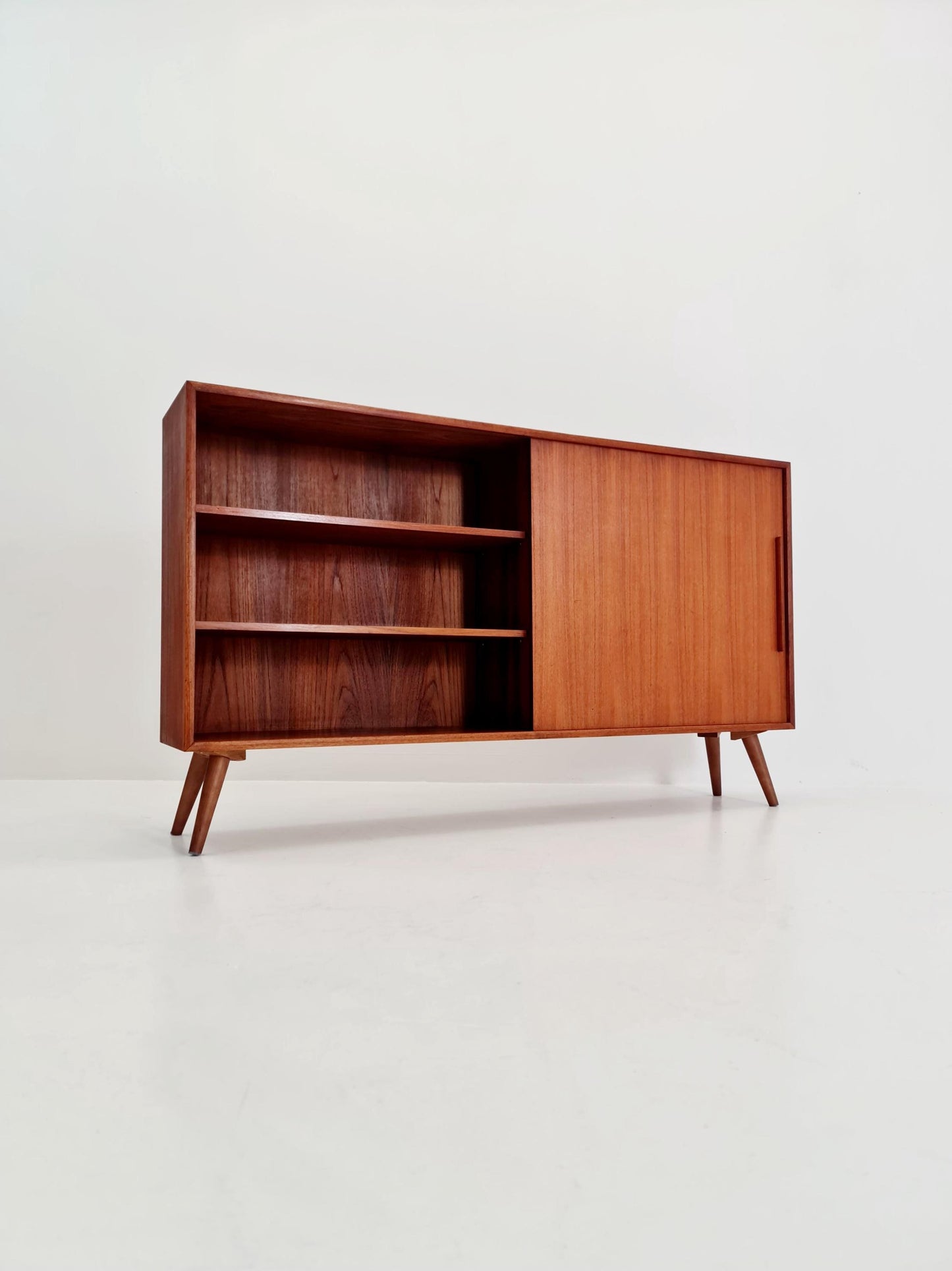 Midcentury vintage Highboard teak danish cabinet book case, 1960s