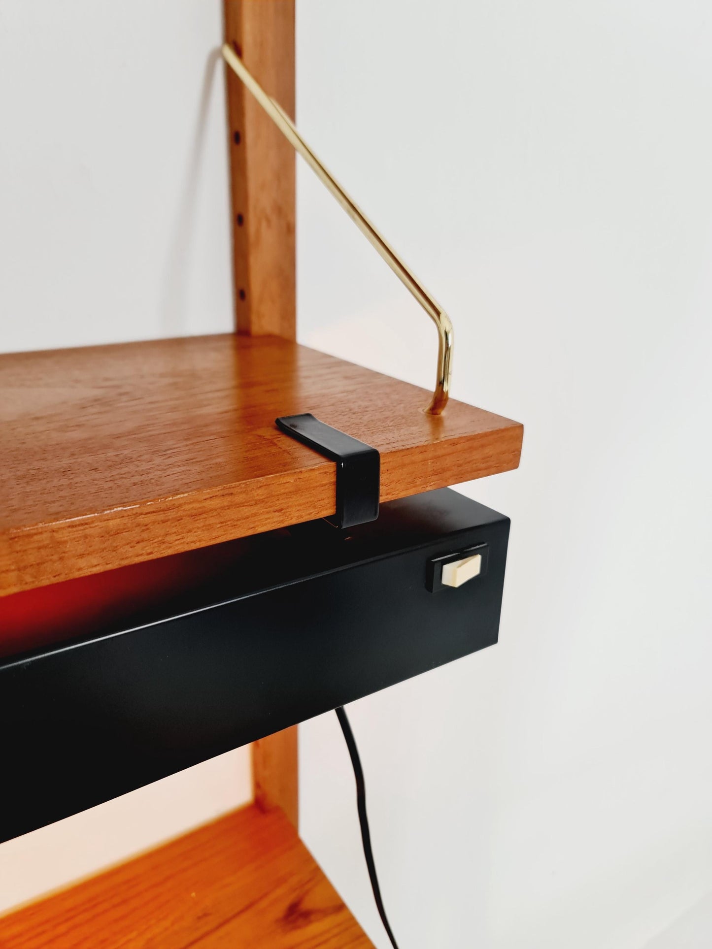 Midcentury Danish Teak Shelving Unit With Desk & light, by Poul Cadovius, 1960s