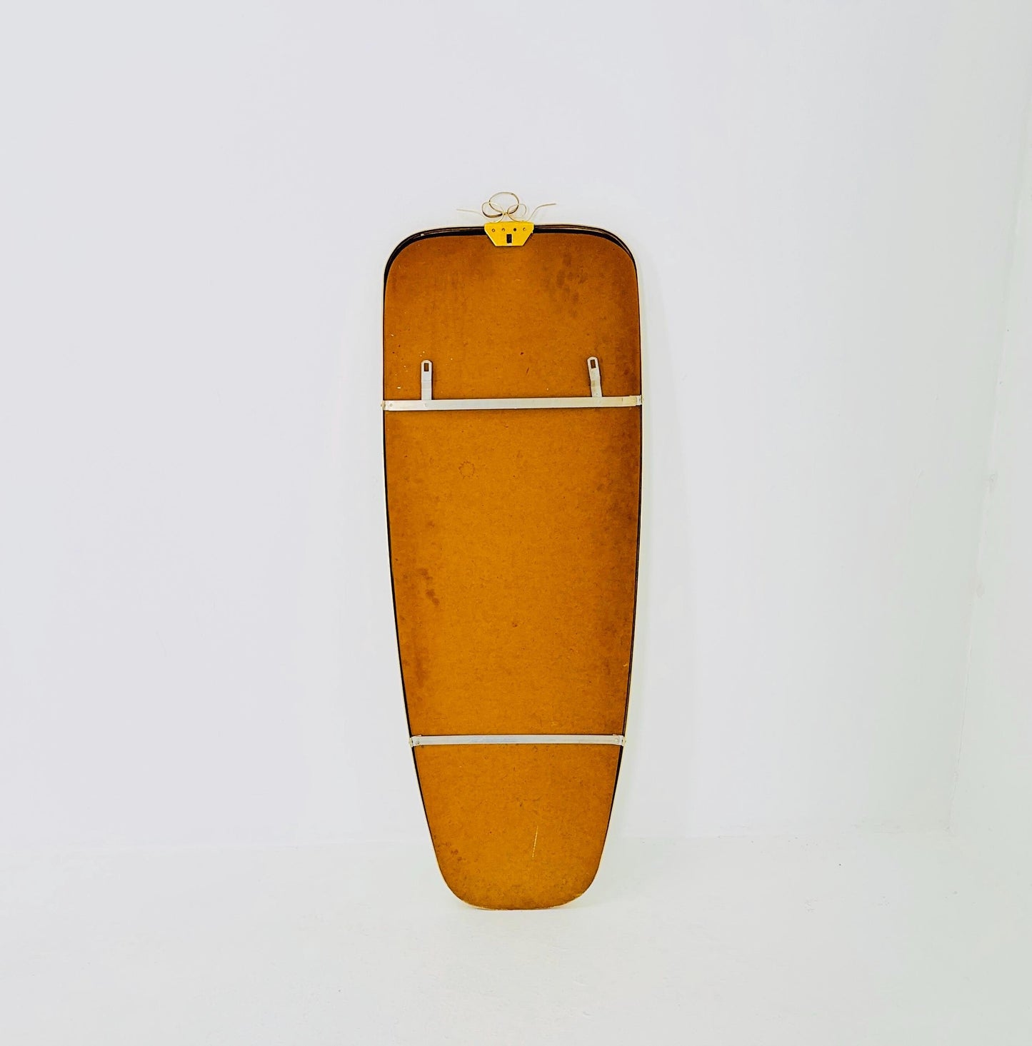 Mid Century asymmetric German brass Original kidney wall mirror from the 60s