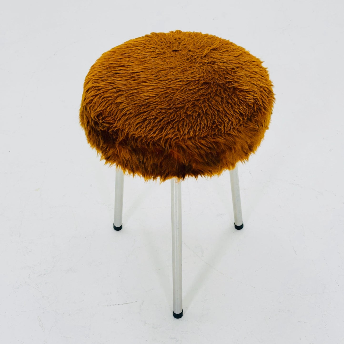 Mid-Century Plush Tripod Stool by VEB Elektroinstallation Deutschneudorf, 1960s Germany