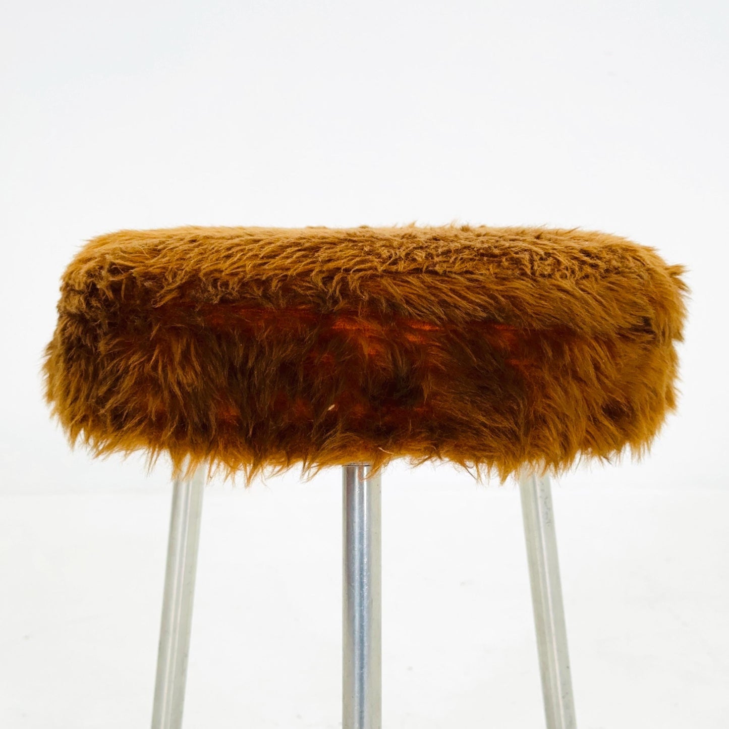 Mid-Century Plush Tripod Stool by VEB Elektroinstallation Deutschneudorf, 1960s Germany