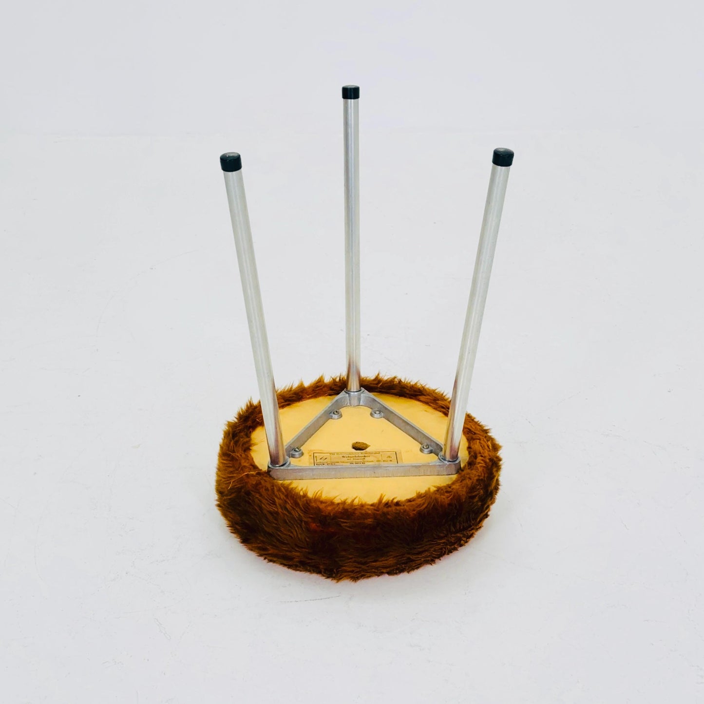 Mid-Century Plush Tripod Stool by VEB Elektroinstallation Deutschneudorf, 1960s Germany