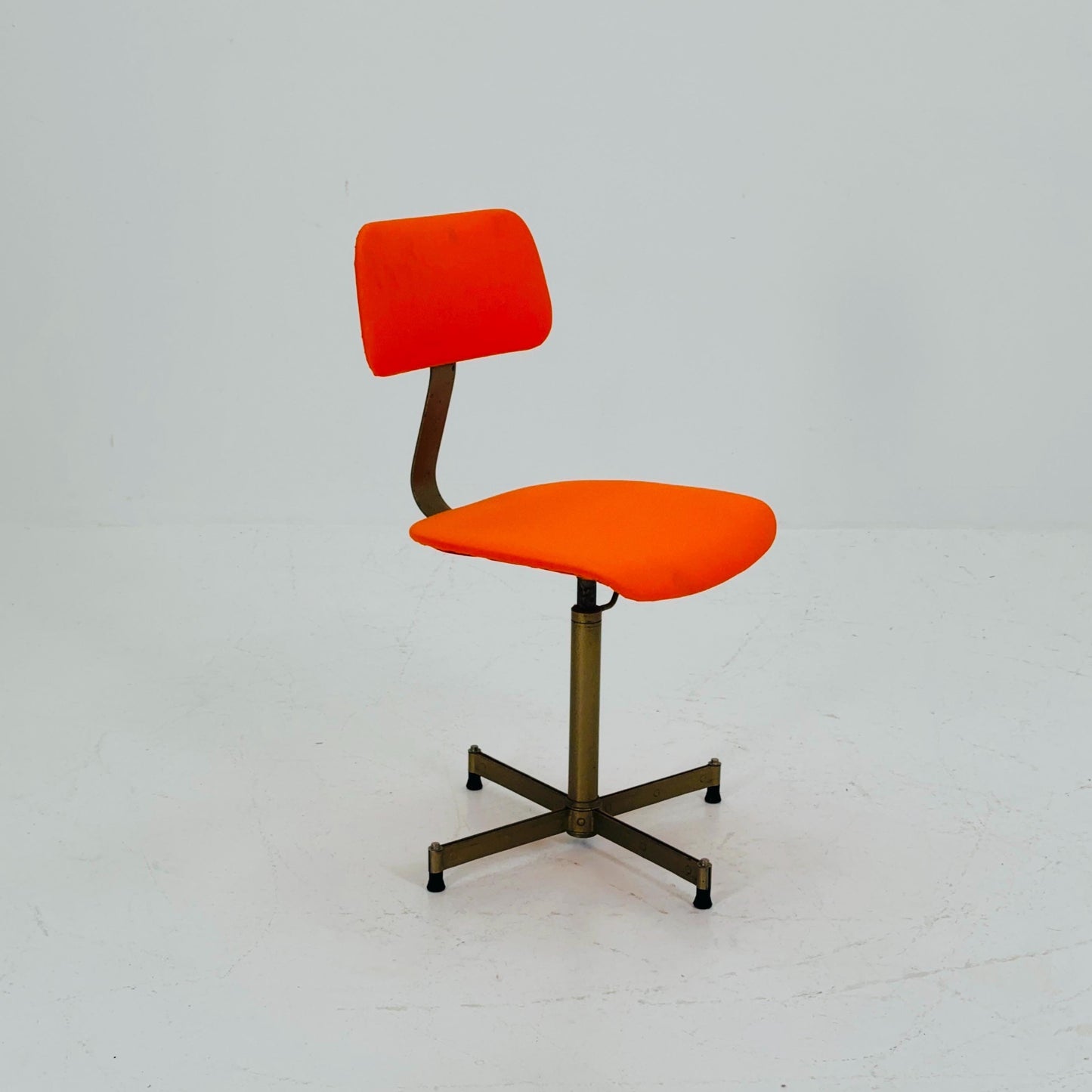 Mid century Industrial German Desk Chair with Orange Upholstery 1980s