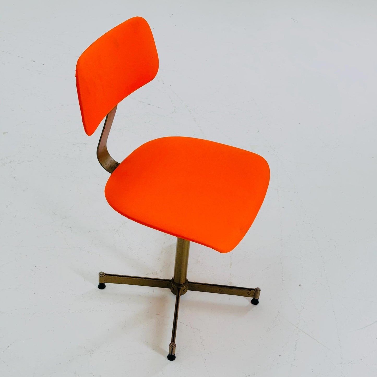 Mid century Industrial German Desk Chair with Orange Upholstery 1980s