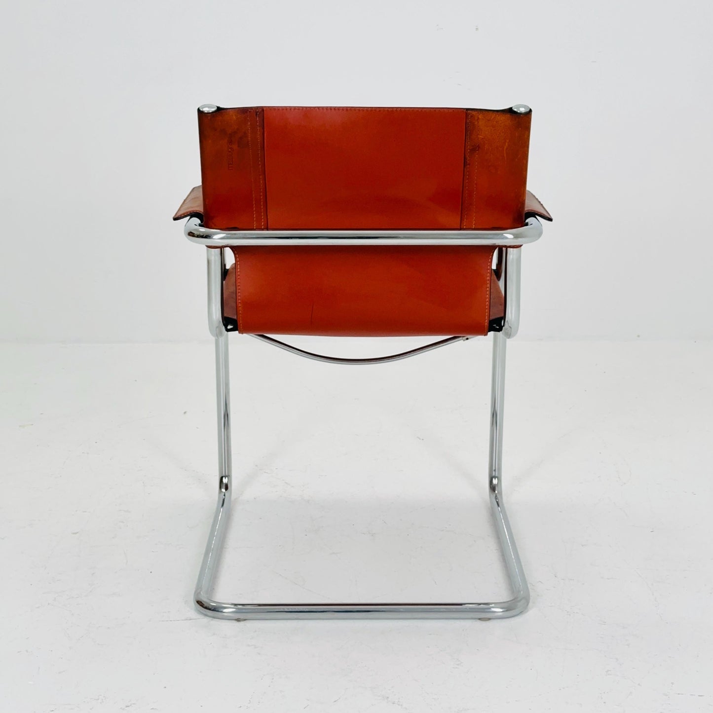 Bauhaus Matteo Grassi visitor chair in congac leather 1980s Italy