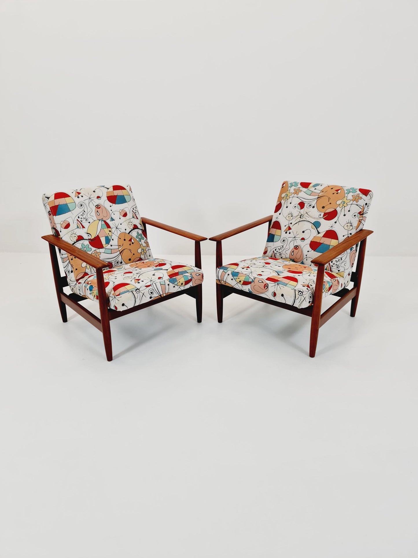Mid century Danish easy lounge chairs Teak 1960s, Set of 2