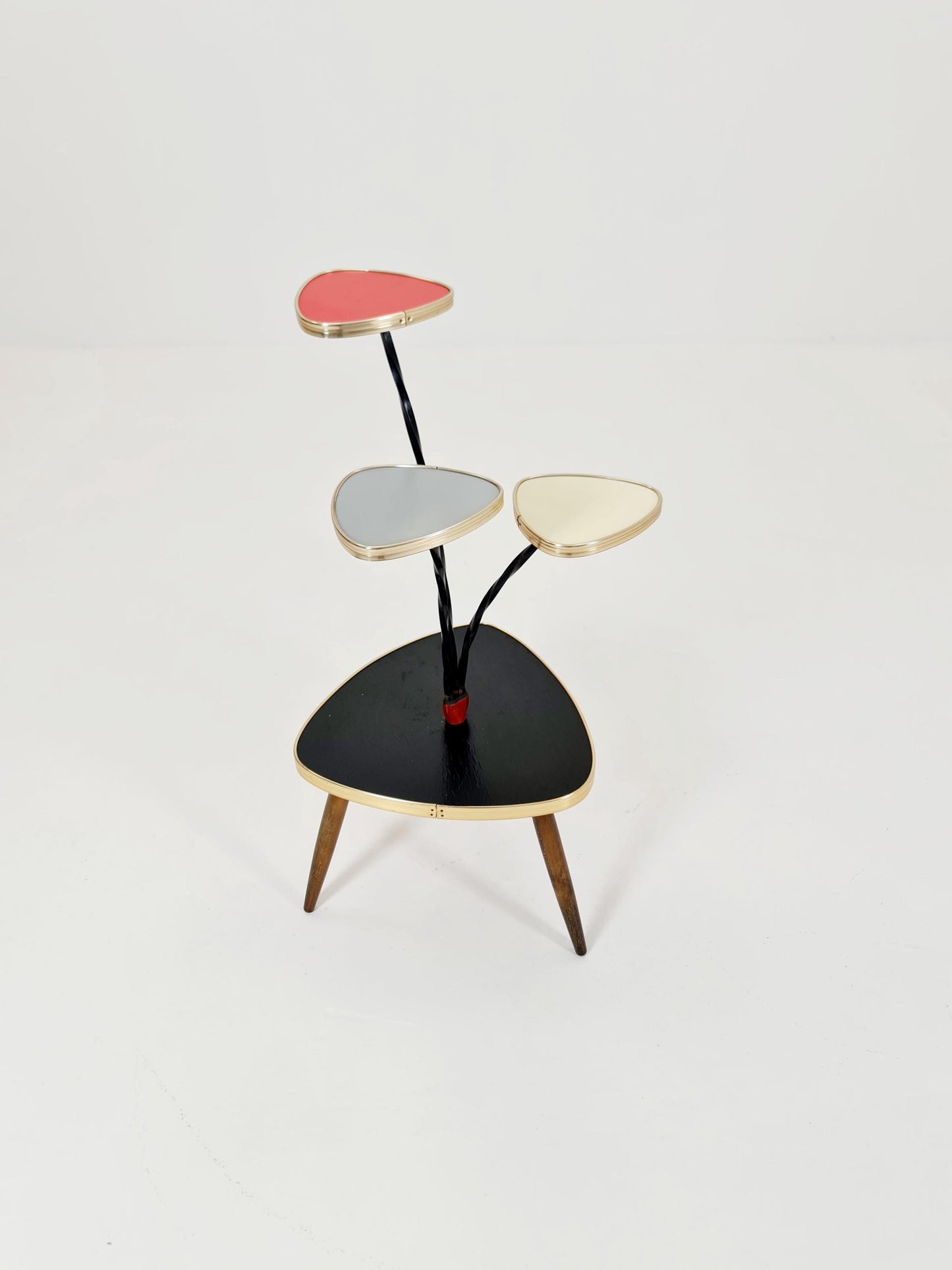 Big 1950s German Plant Stand, Colorful Vintage Mid-Century Minimalist Indoor Plant Stand Side Table Retro flower table