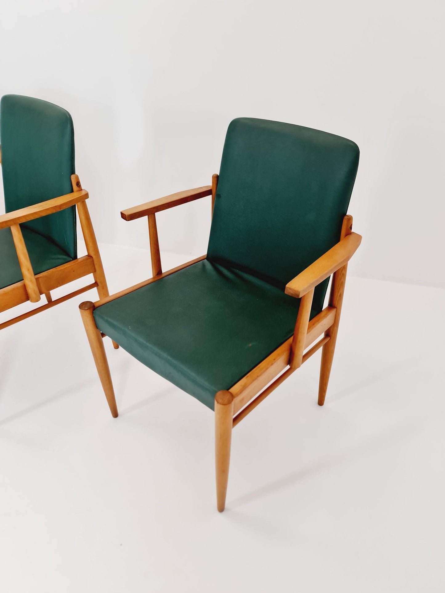 Rare Vintage Midcentury German beech Armchair set of 4 , 1950s