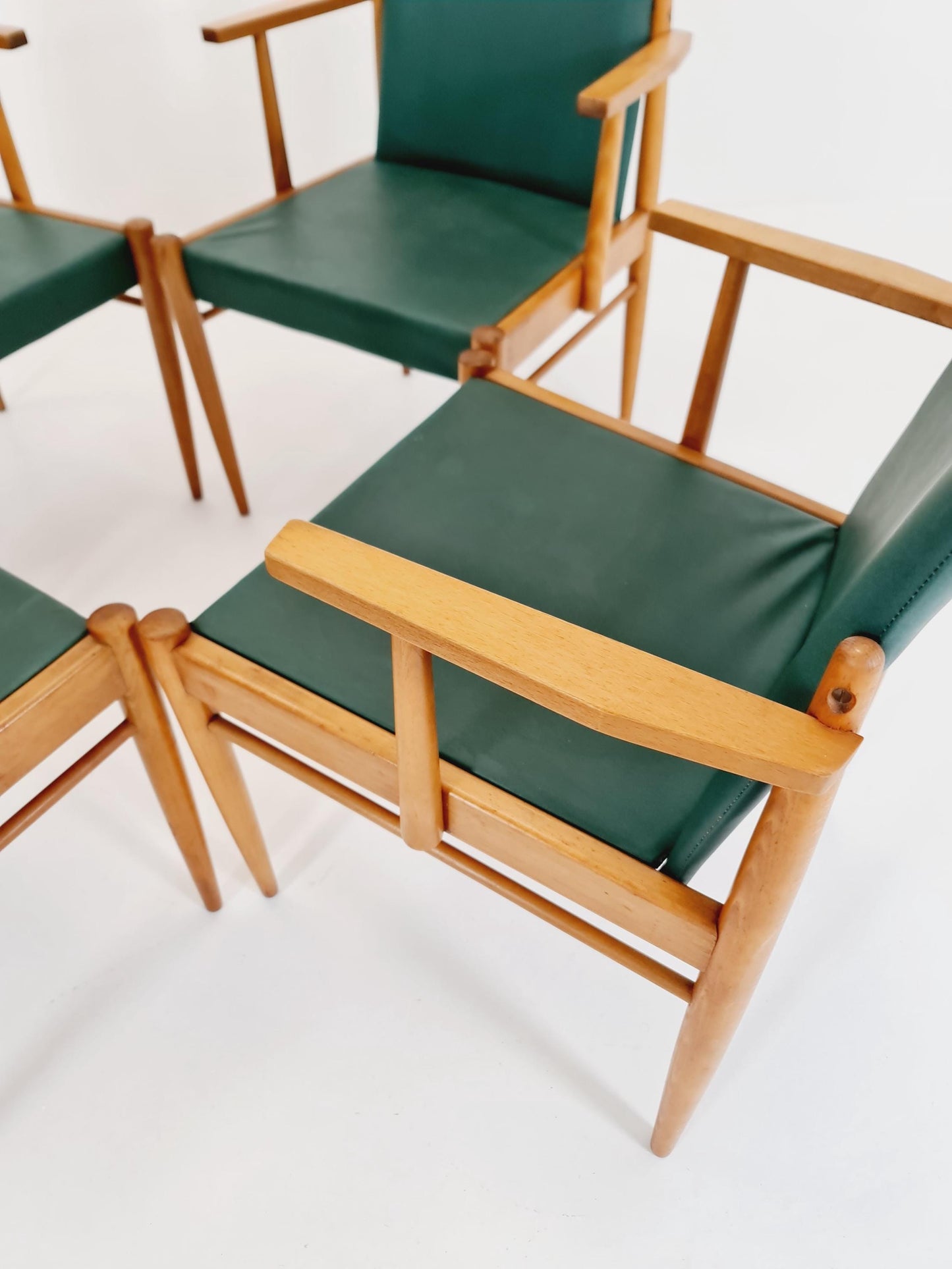 Rare Vintage Midcentury German beech Armchair set of 4 , 1950s