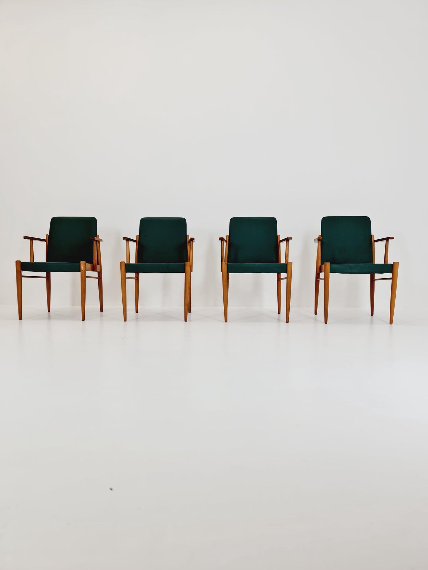 Rare Vintage Midcentury German beech Armchair set of 4 , 1950s