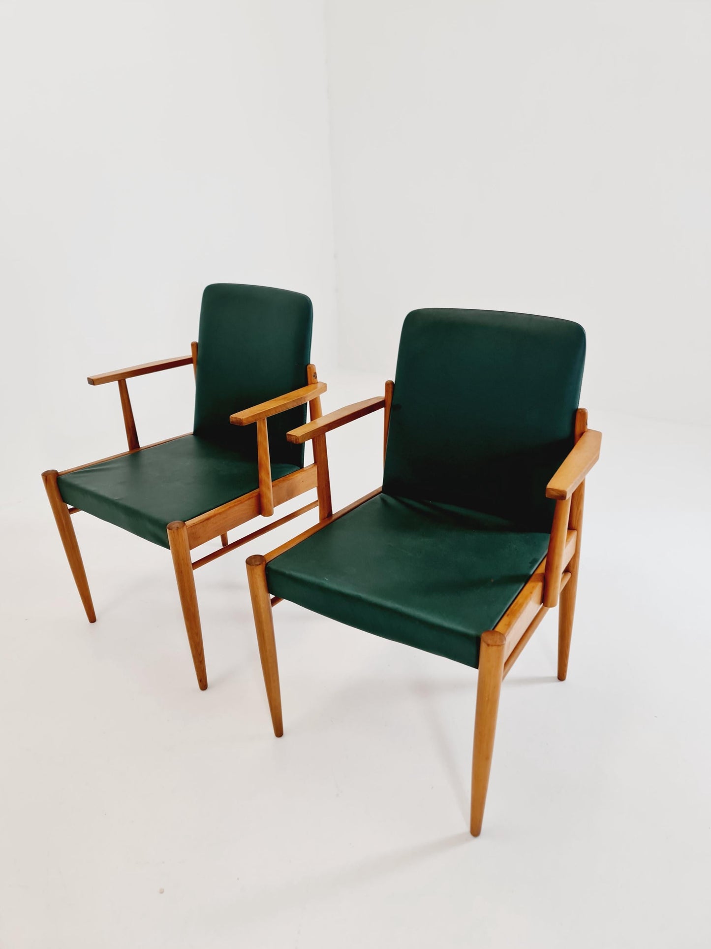 Rare Vintage Midcentury German beech Armchair set of 4 , 1950s