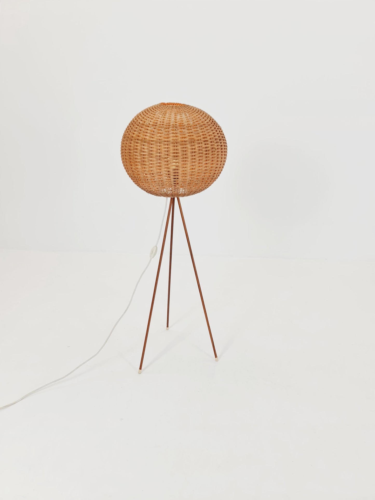 Mid century German tripod floor lamp teak wood , 1960s