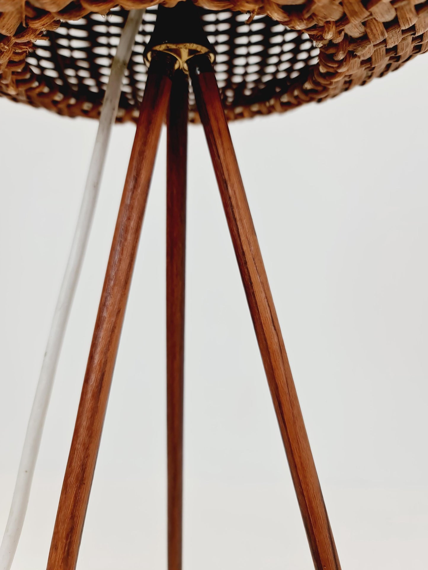 Mid century German tripod floor lamp teak wood , 1960s