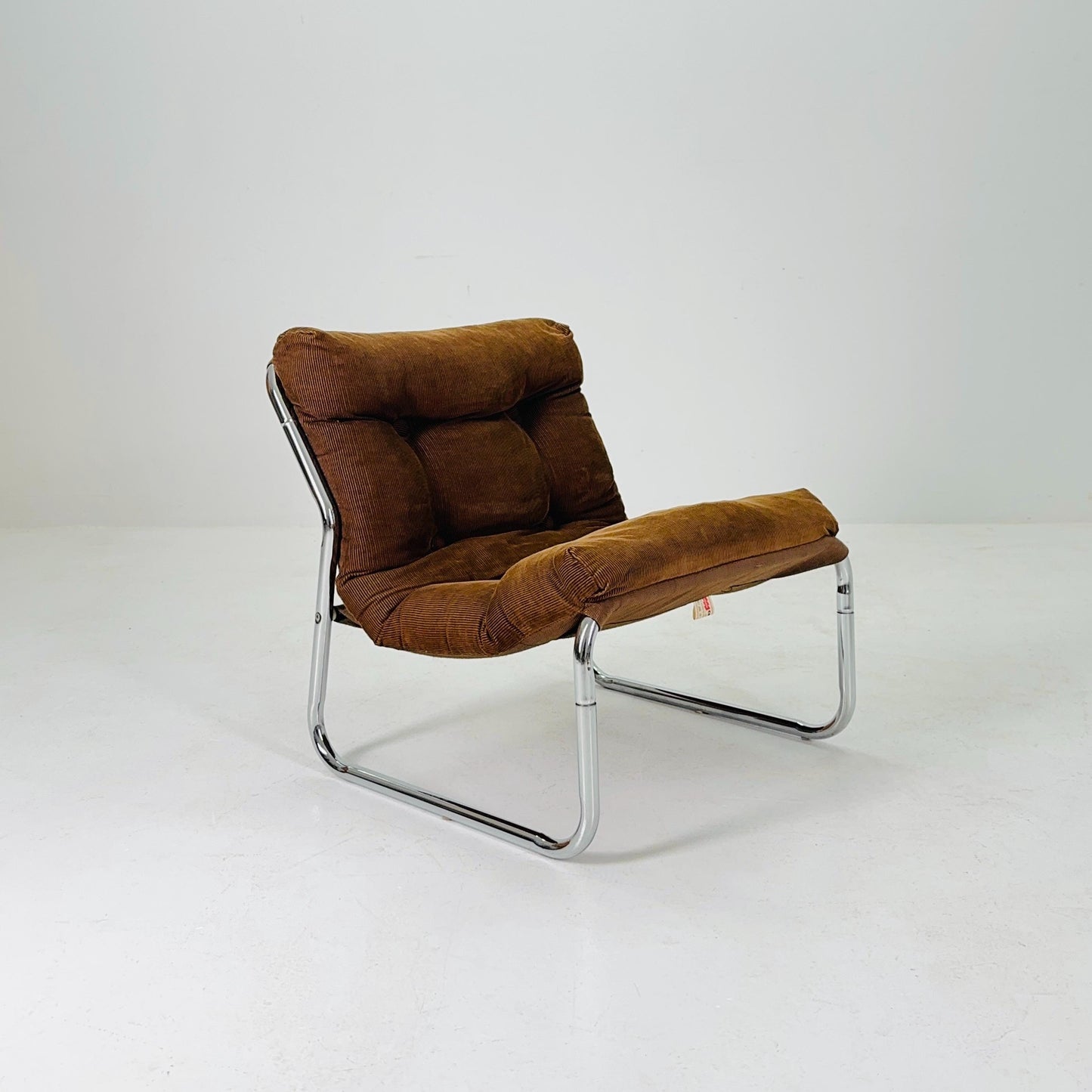 Mid century Hoppy Brown velvet Vintage lounge chair "Pixi" by Gillis Lundgren for Cordsami , Germany 1970s