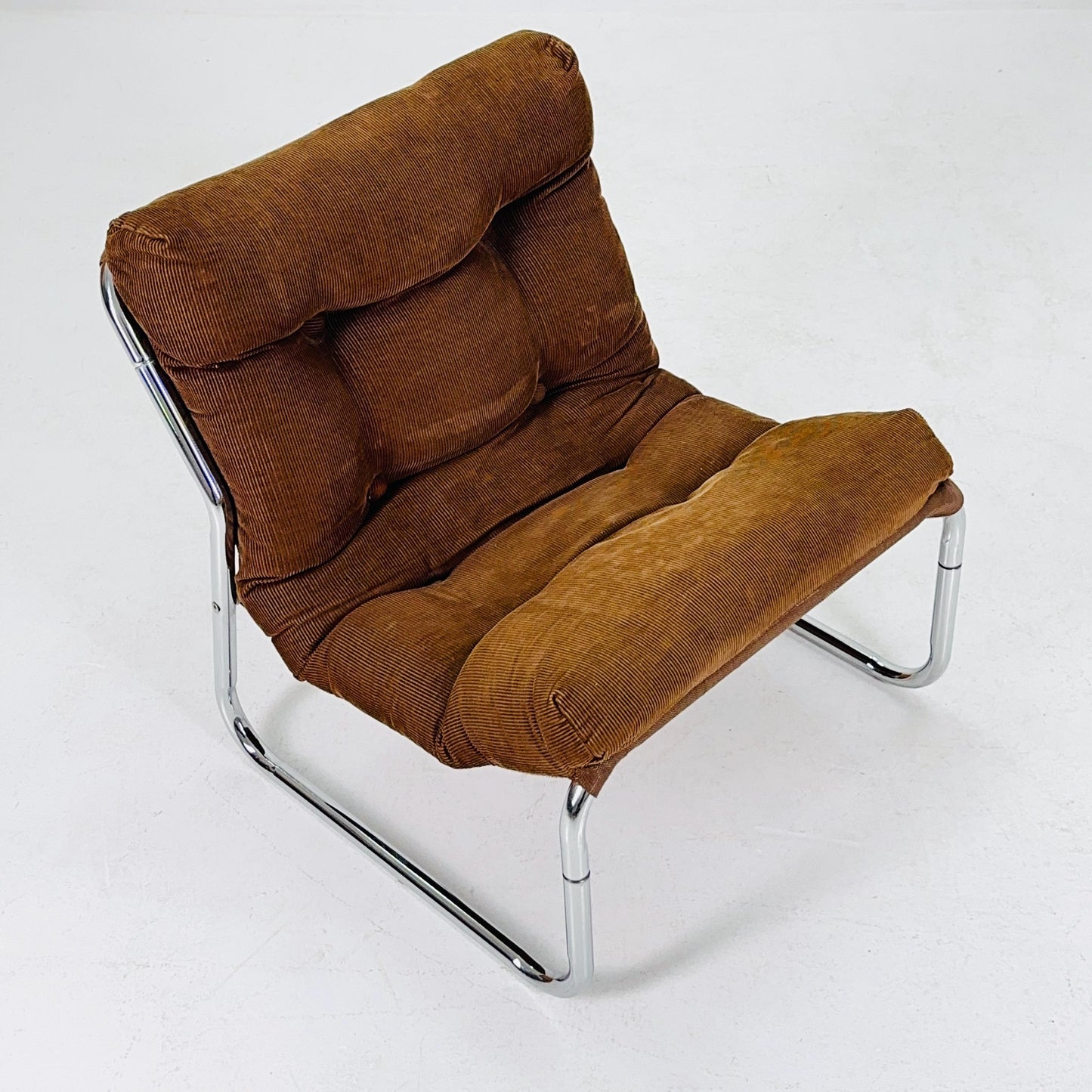Mid century Hoppy Brown velvet Vintage lounge chair "Pixi" by Gillis Lundgren for Cordsami , Germany 1970s