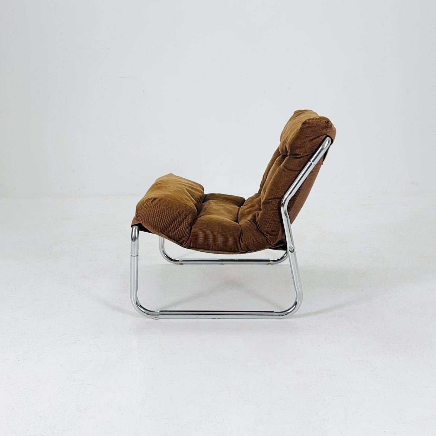 Mid century Hoppy Brown velvet Vintage lounge chair "Pixi" by Gillis Lundgren for Cordsami , Germany 1970s