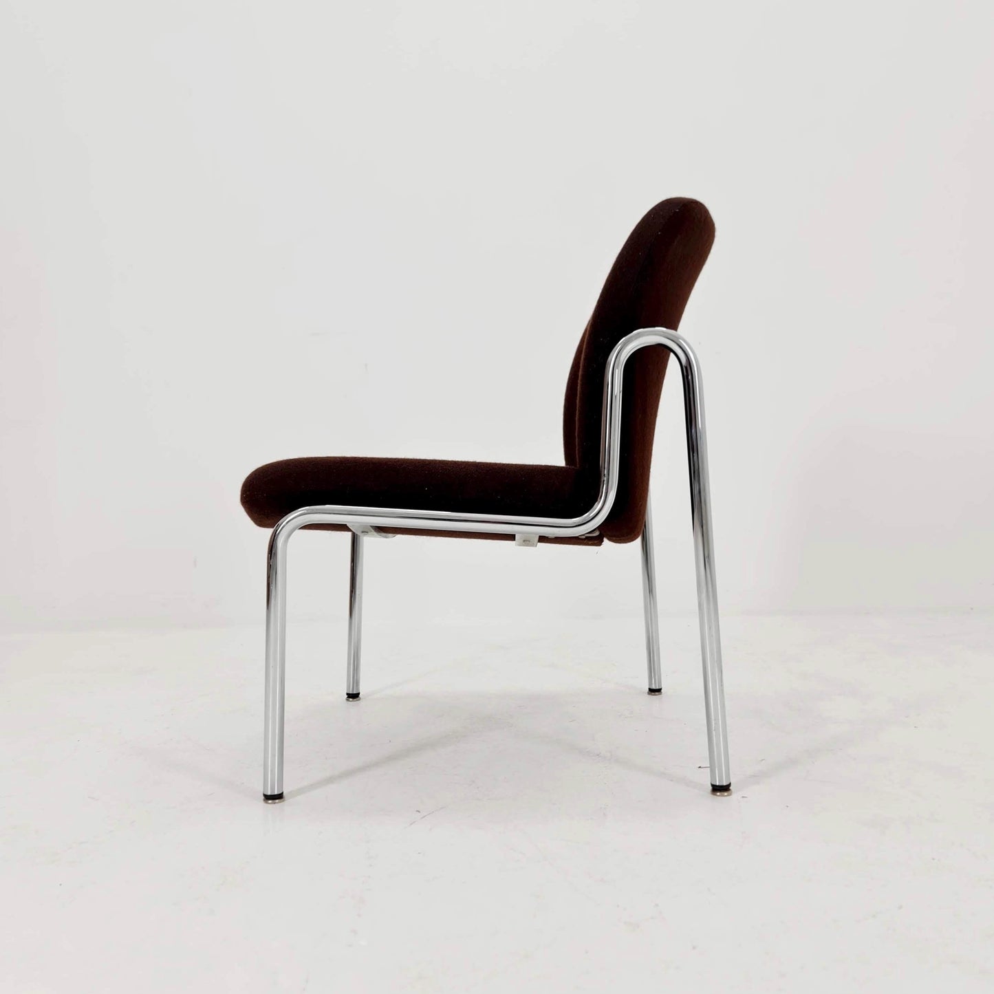 Mid century Bauhaus Lounge Chair in Brown Fabric and Chrome 1980s Germany