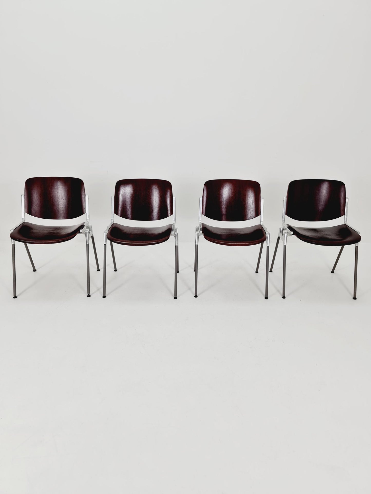 Set of 4 Italian Mid-Century Modern DSC Chairs by Giancarlo Piretti for Castelli / Anonima Castelli, 1970s