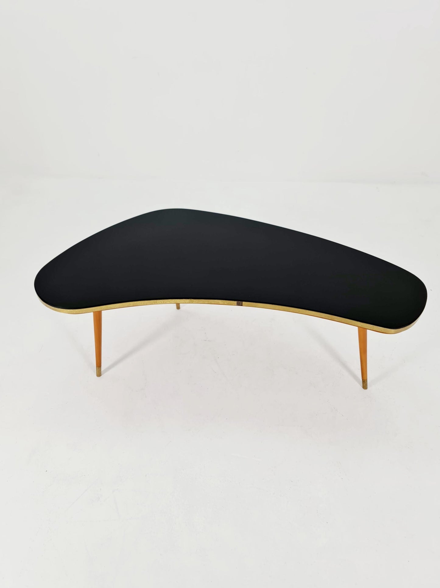 German Mid-Century Tripod Glass & Brass Coffee Table By Else 1950s