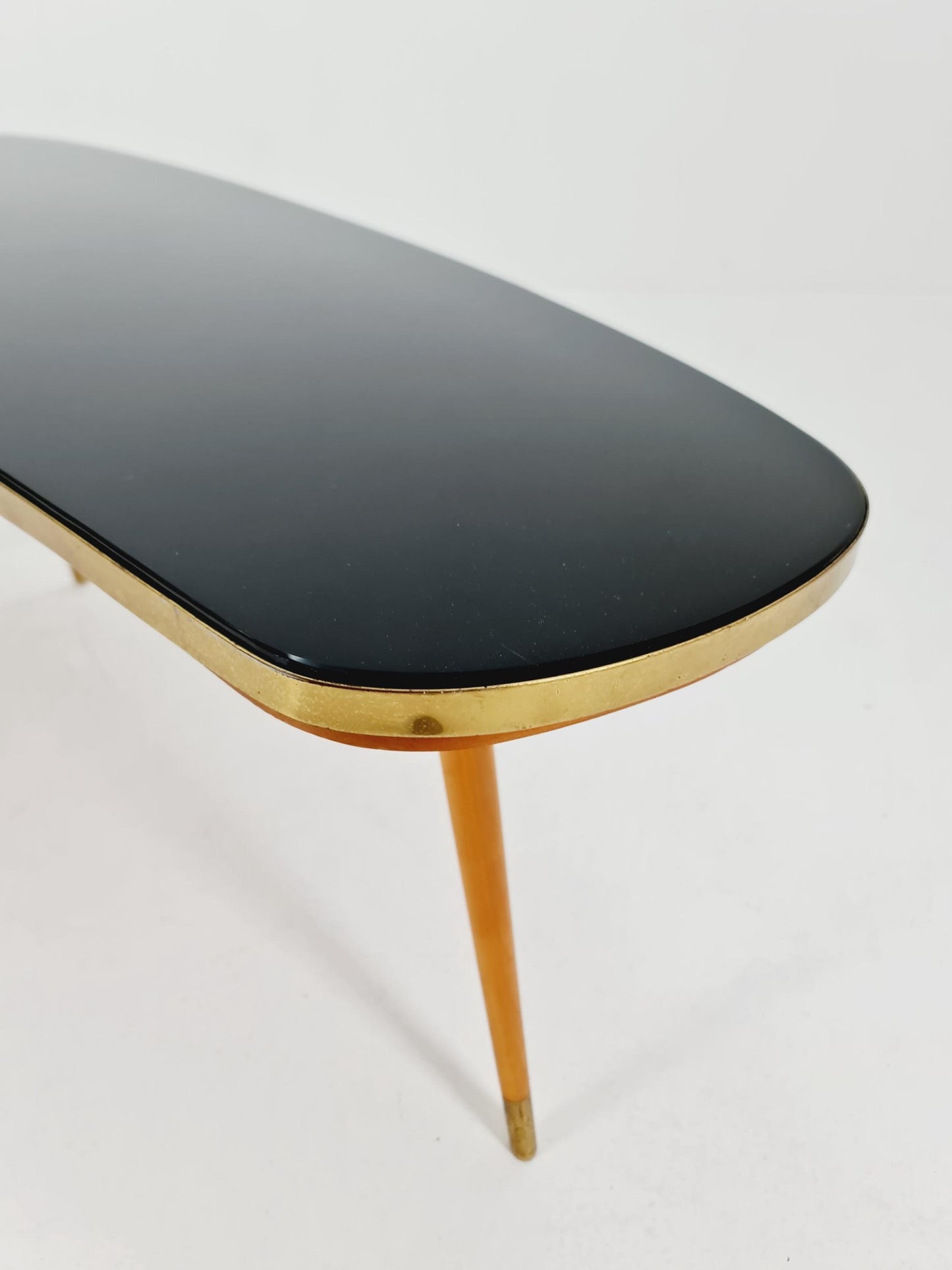German Mid-Century Tripod Glass & Brass Coffee Table By Else 1950s