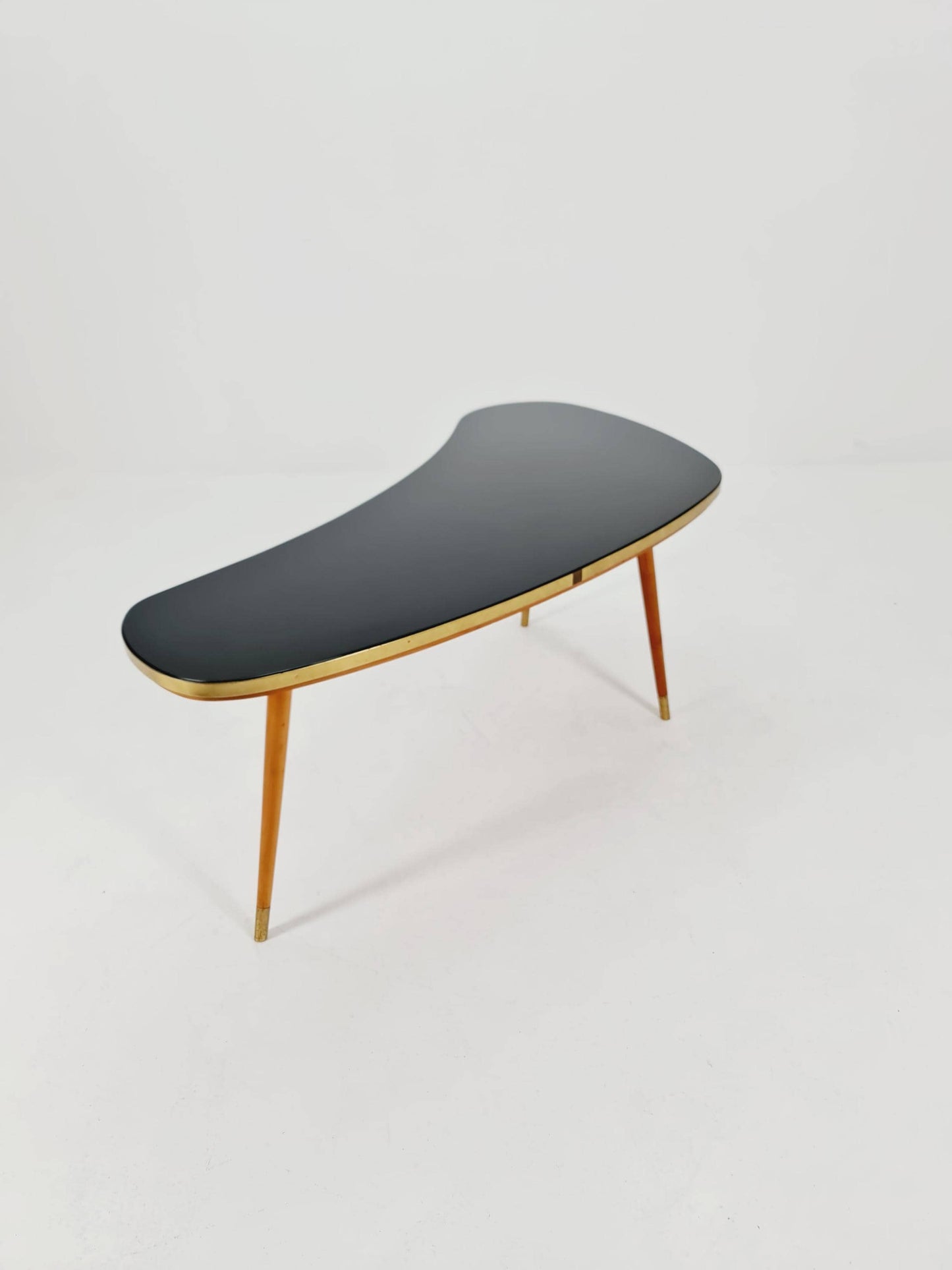 German Mid-Century Tripod Glass & Brass Coffee Table By Else 1950s