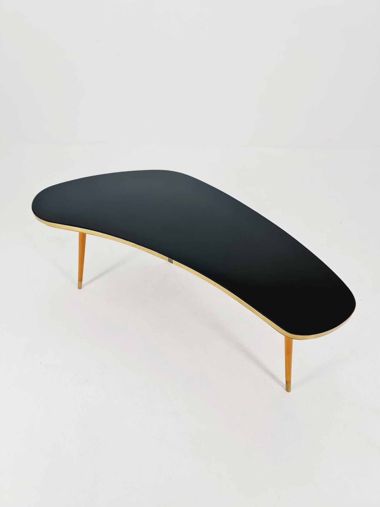 German Mid-Century Tripod Glass & Brass Coffee Table By Else 1950s