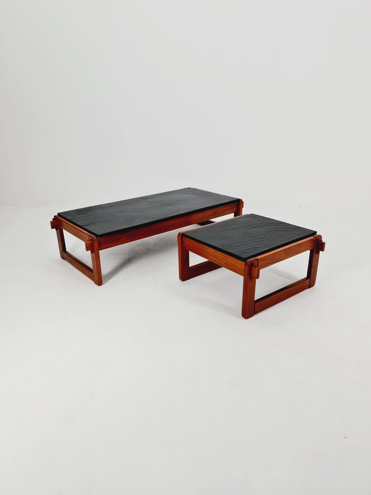 Mid century Danish Teak with black granite club Coffee table By percival Lafer Denmark, 1960s Set of 2