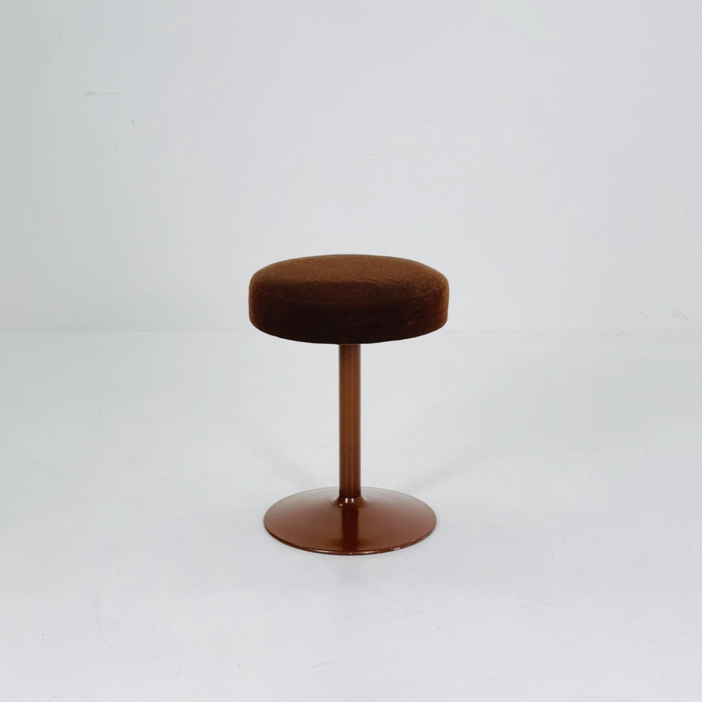 Mid century stool in Spaceage brown fabric 1970s Germany