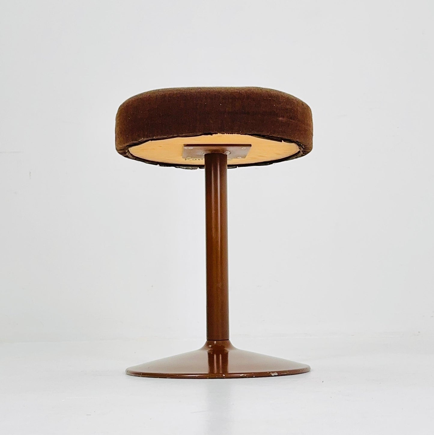 Mid century stool in Spaceage brown fabric 1970s Germany