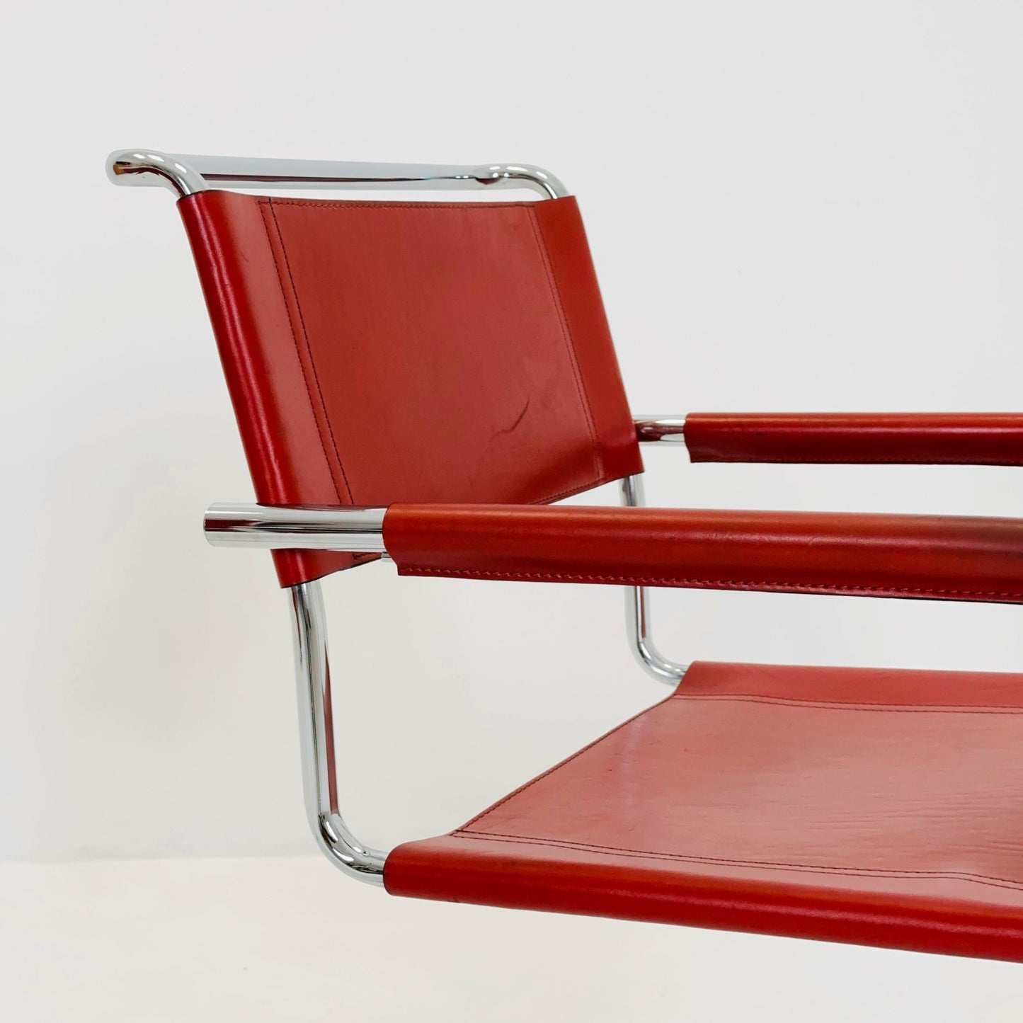 1 of 2 mid century Bauhaus S34 armchairs by Mart stam for Linea Veam Italy 1980s
