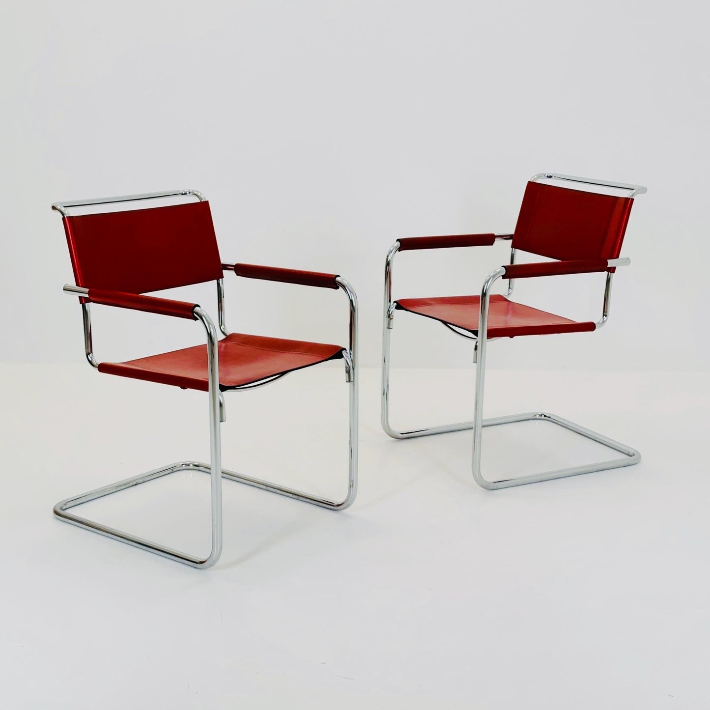 1 of 2 mid century Bauhaus S34 armchairs by Mart stam for Linea Veam Italy 1980s