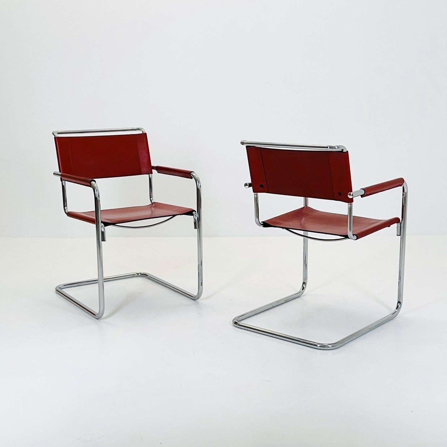 1 of 2 mid century Bauhaus S34 armchairs by Mart stam for Linea Veam Italy 1980s
