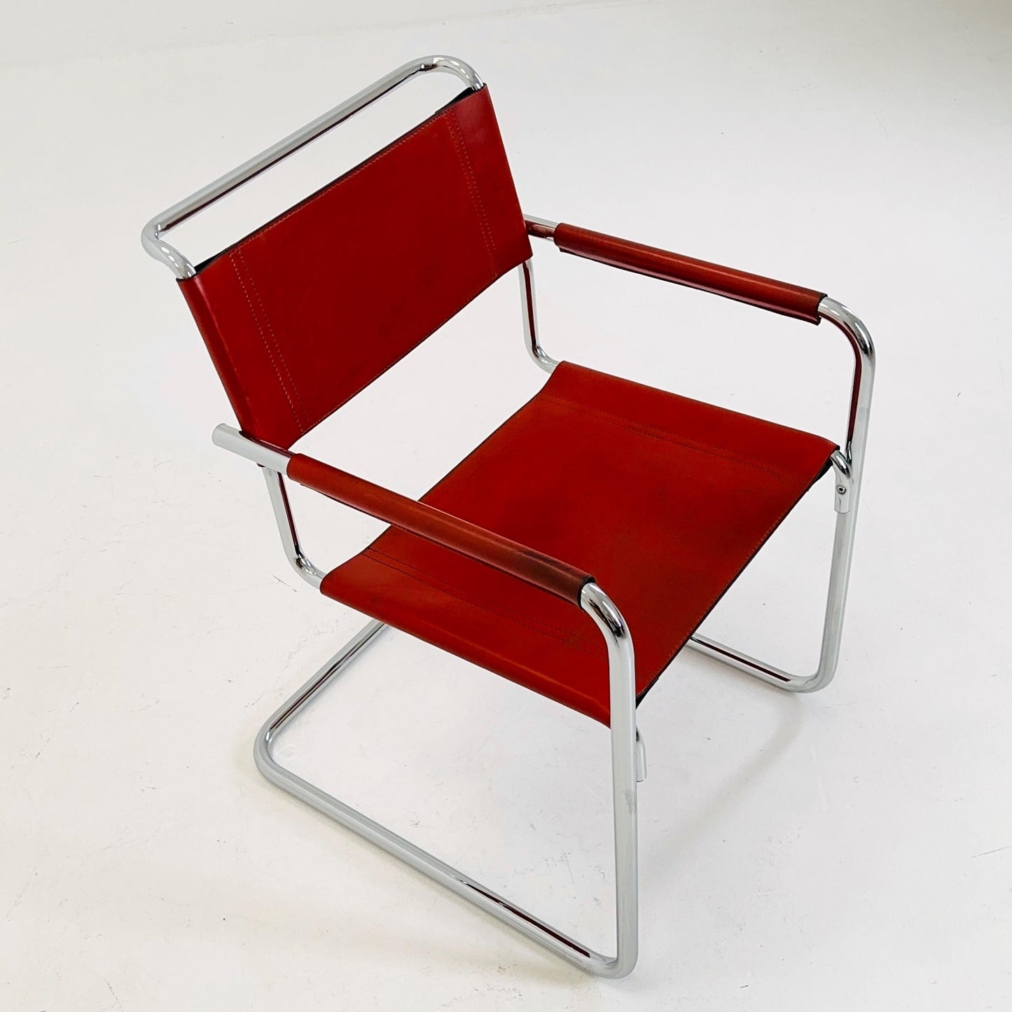 1 of 2 mid century Bauhaus S34 armchairs by Mart stam for Linea Veam Italy 1980s