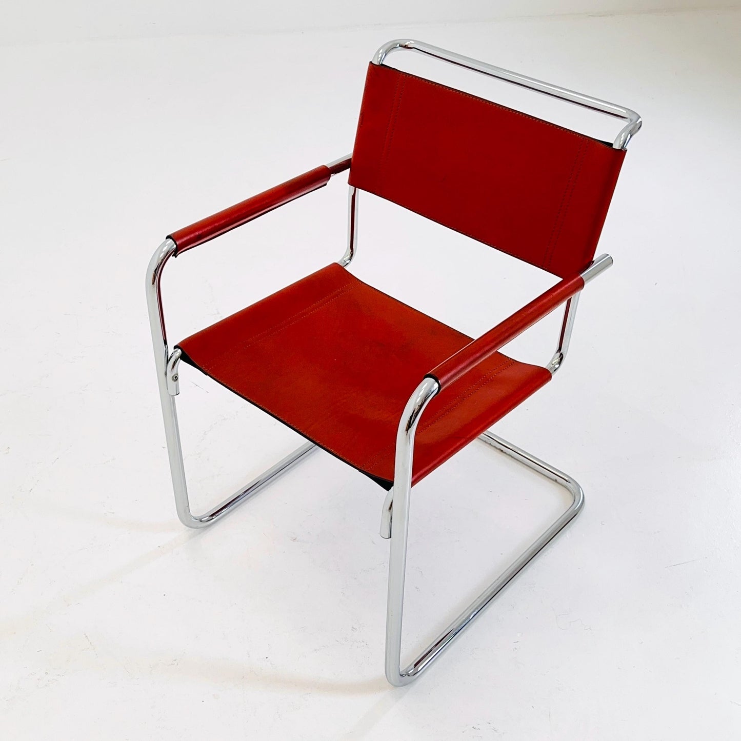 1 of 2 mid century Bauhaus S34 armchairs by Mart stam for Linea Veam Italy 1980s