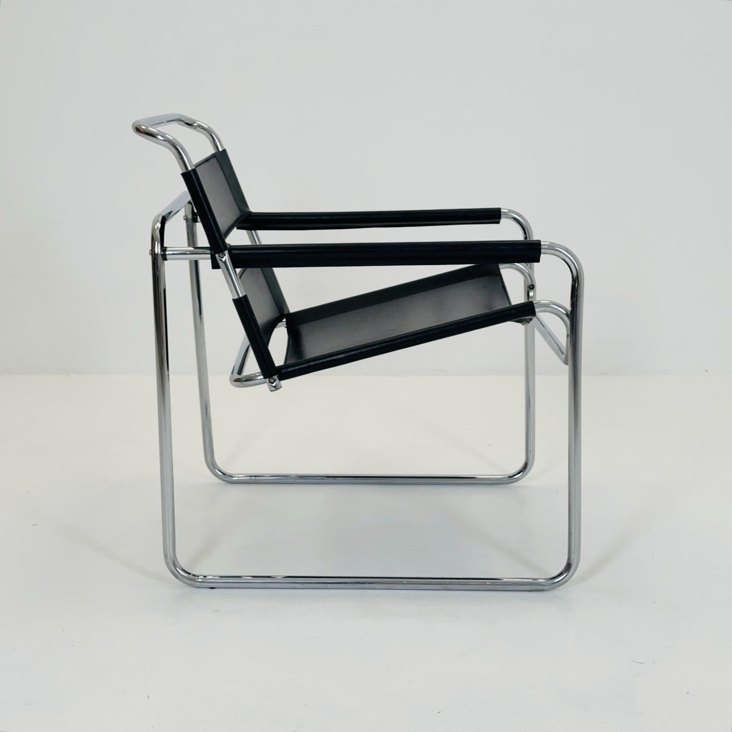 Mid century Bauhaus lounge chair/ lounge chair style of Wassily B3 armchair Italy 1980s