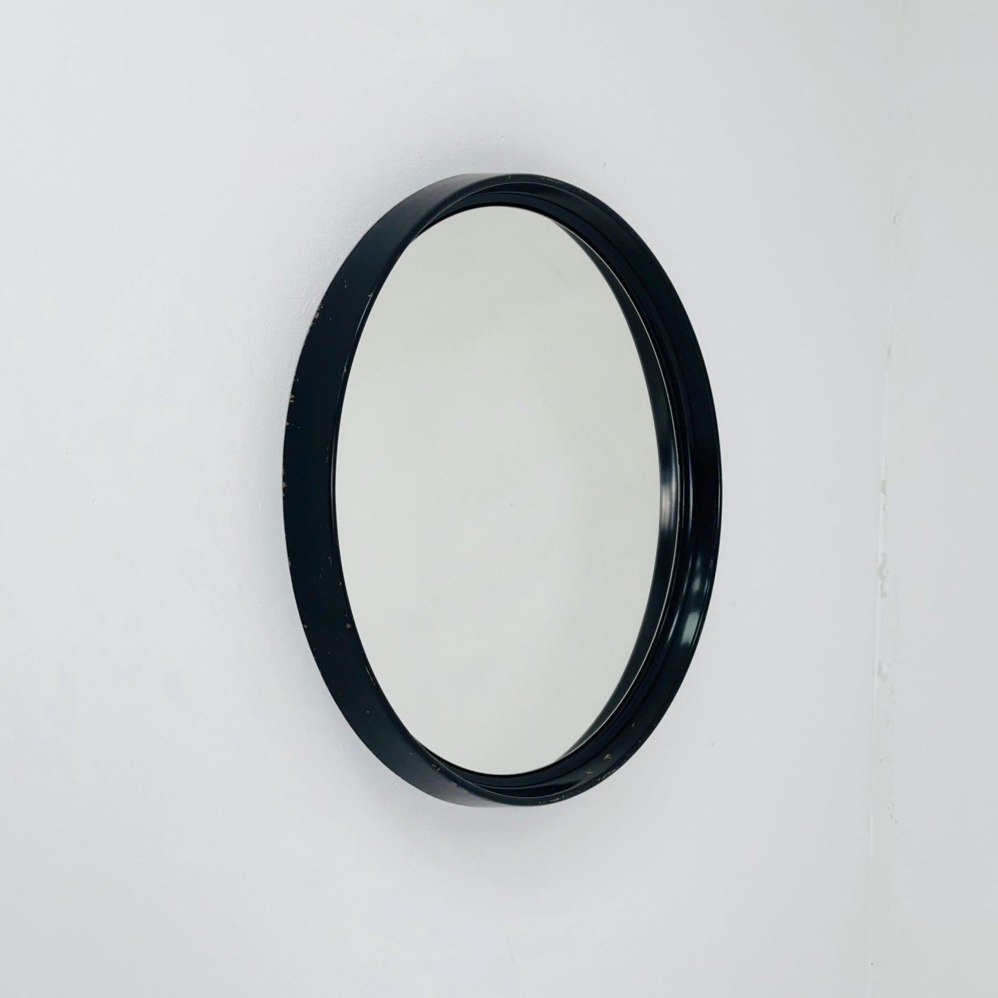 Space Age \Mid-Century Large black Round Wall mirror, 1970s Germany