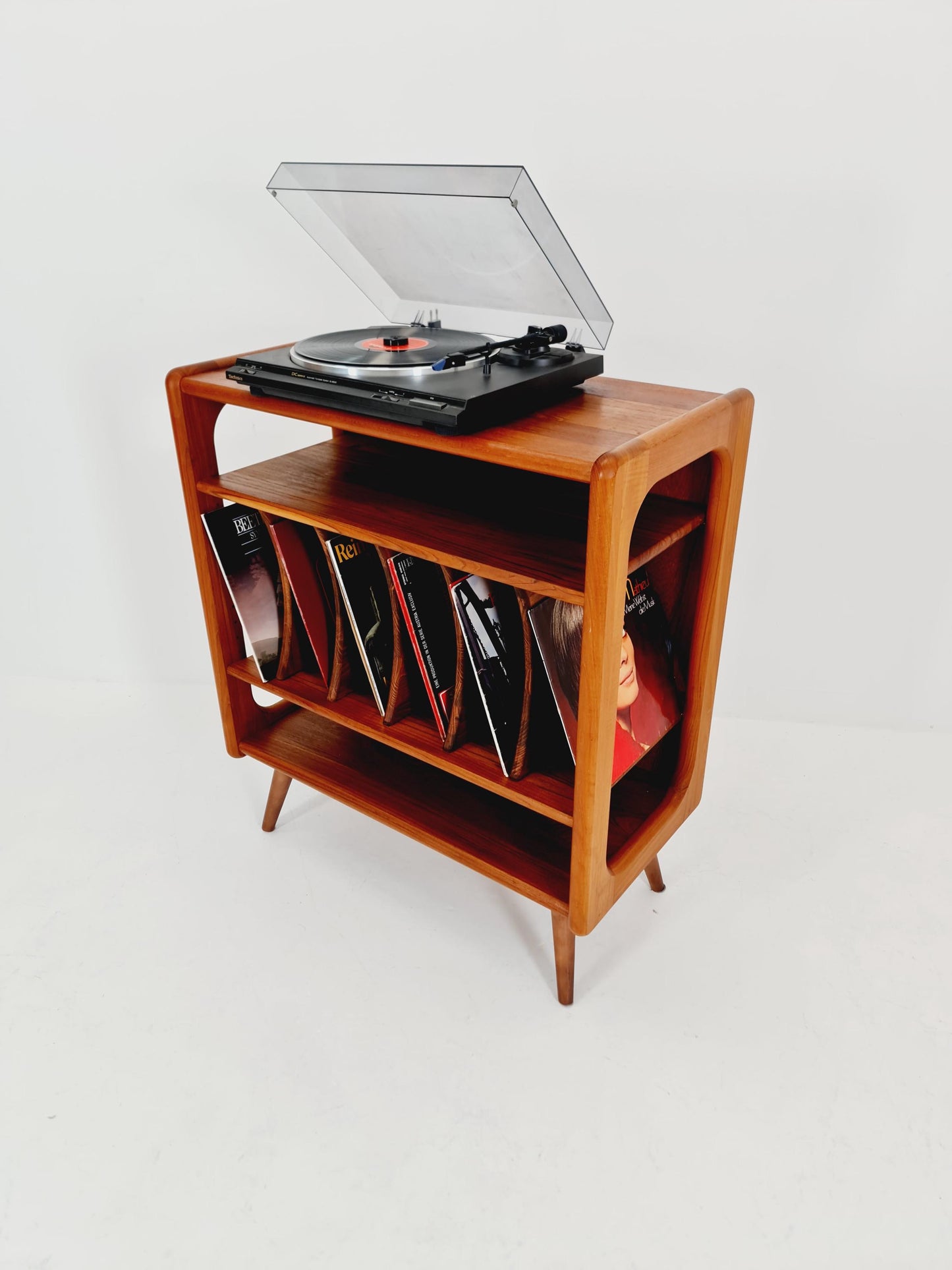 Vintage Danish teak record cabinet sideboard By Salin Möbler , 1960s
