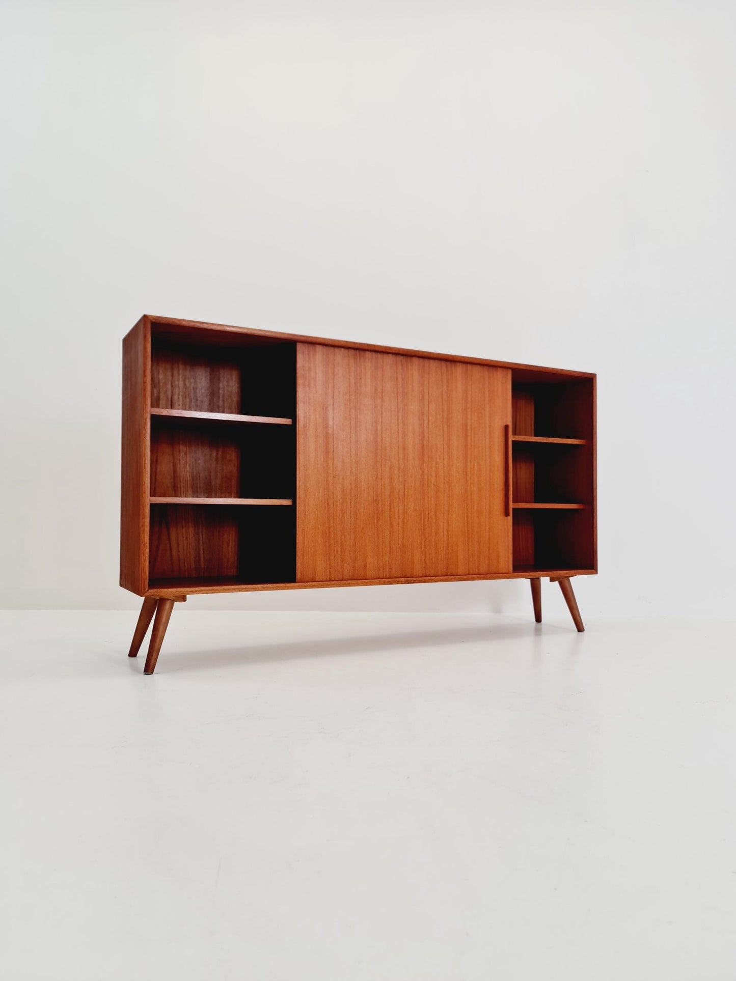 Midcentury vintage Highboard teak danish cabinet book case, 1960s