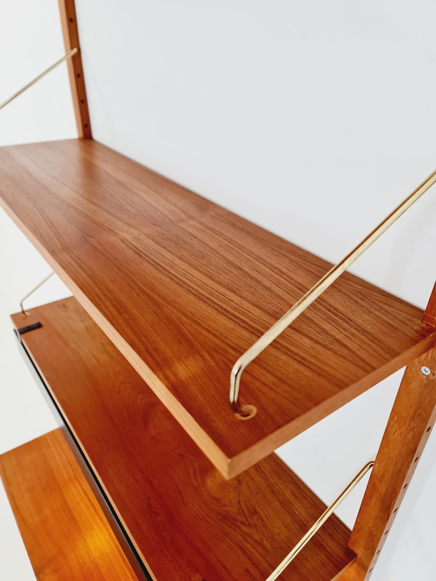 Midcentury Danish Teak Shelving Unit With Desk & light, by Poul Cadovius, 1960s