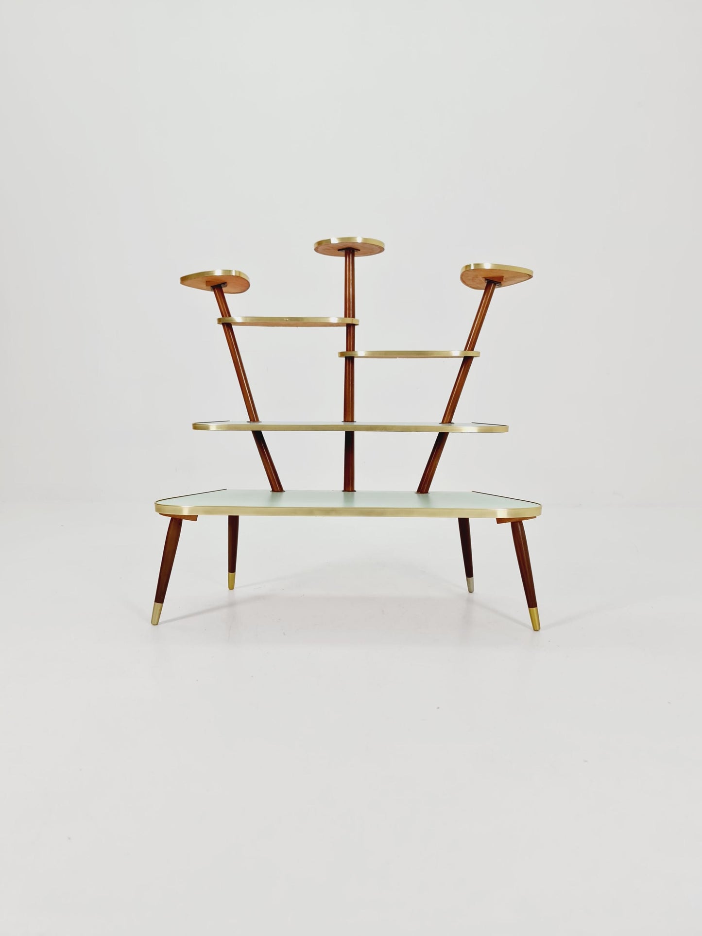 huge 1950s German Plant Stand, Colorful Vintage Mid-Century Minimalist Indoor Plant Stand Side Table Retro flower table