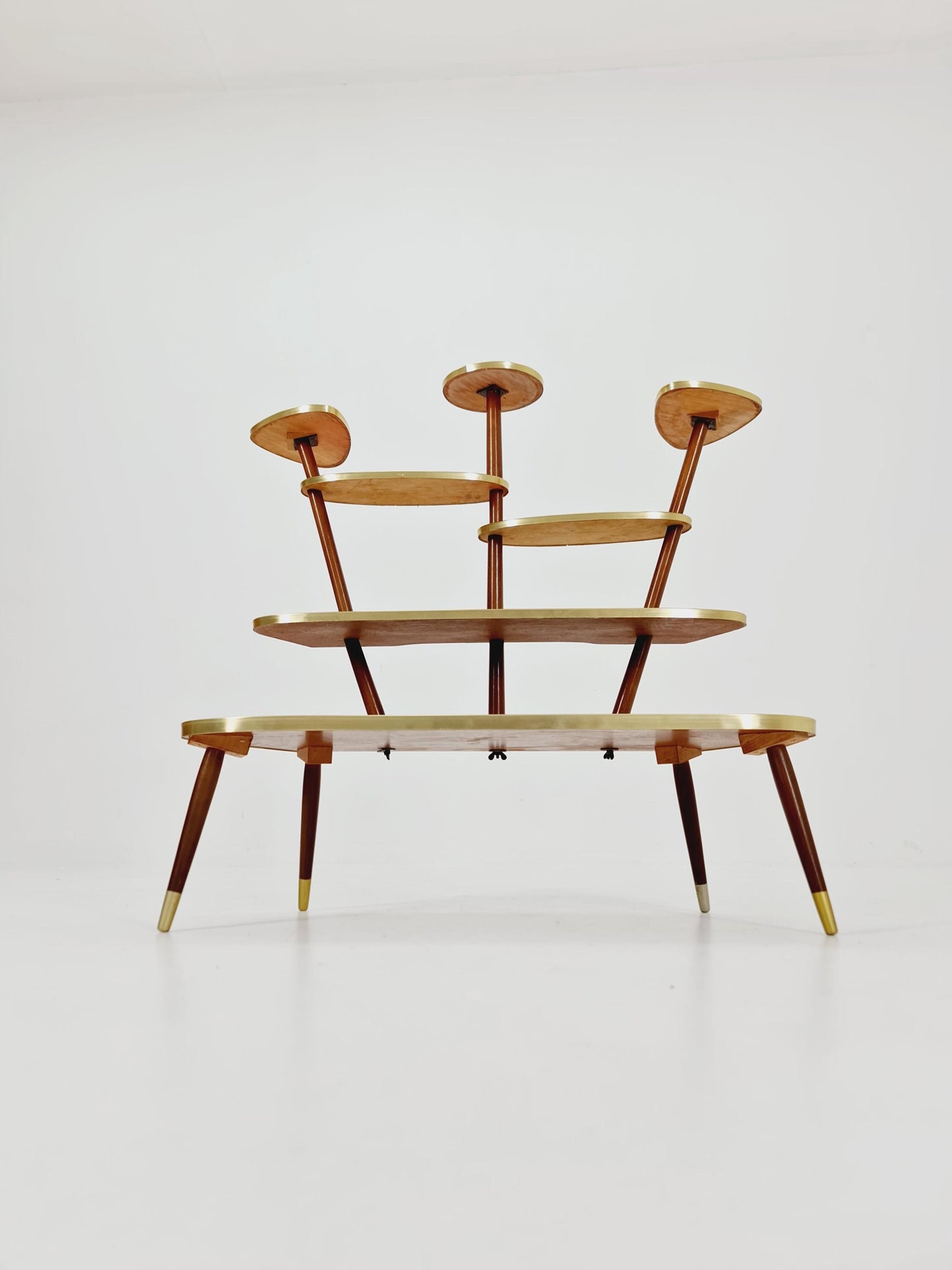 huge 1950s German Plant Stand, Colorful Vintage Mid-Century Minimalist Indoor Plant Stand Side Table Retro flower table