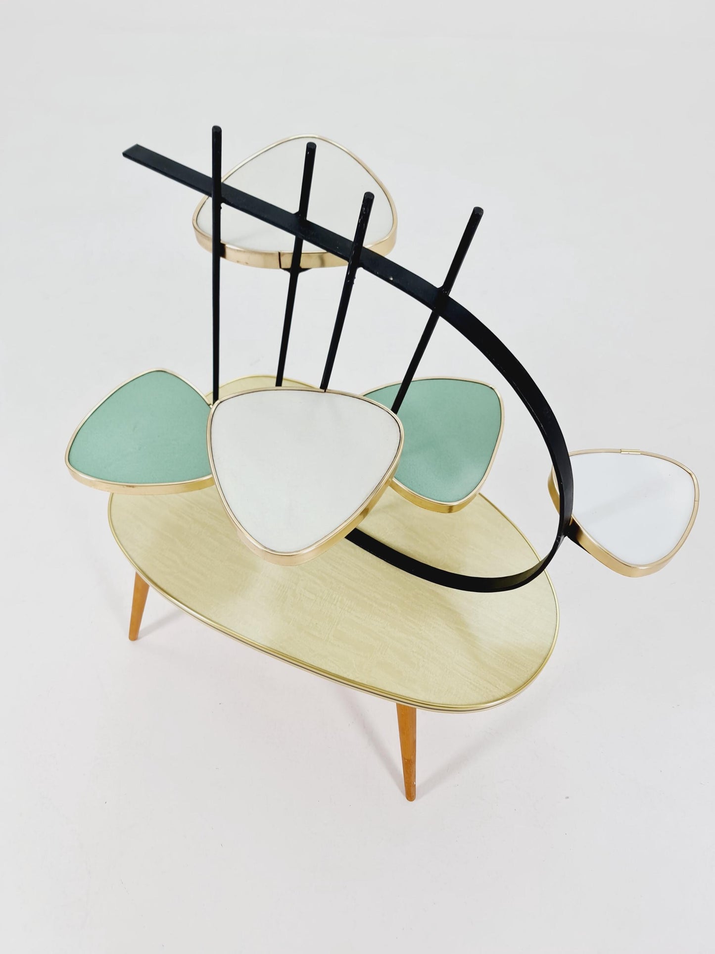 Big 1950s German Plant Stand, Colorful Vintage Mid-Century Minimalist Indoor Plant Stand Side Table Retro flower table