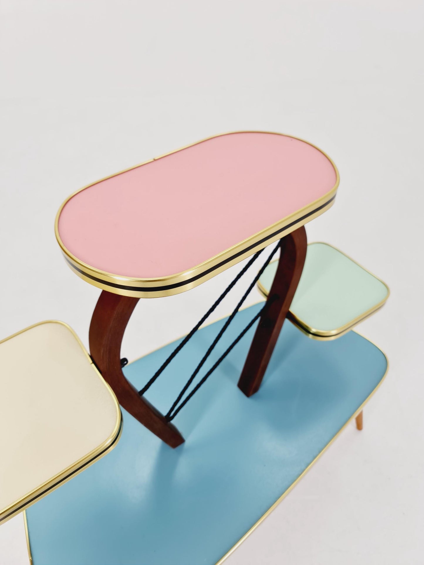 Big 1950s German Plant Stand, Colorful Vintage Mid-Century Minimalist Indoor Plant Stand Side Table Retro flower table