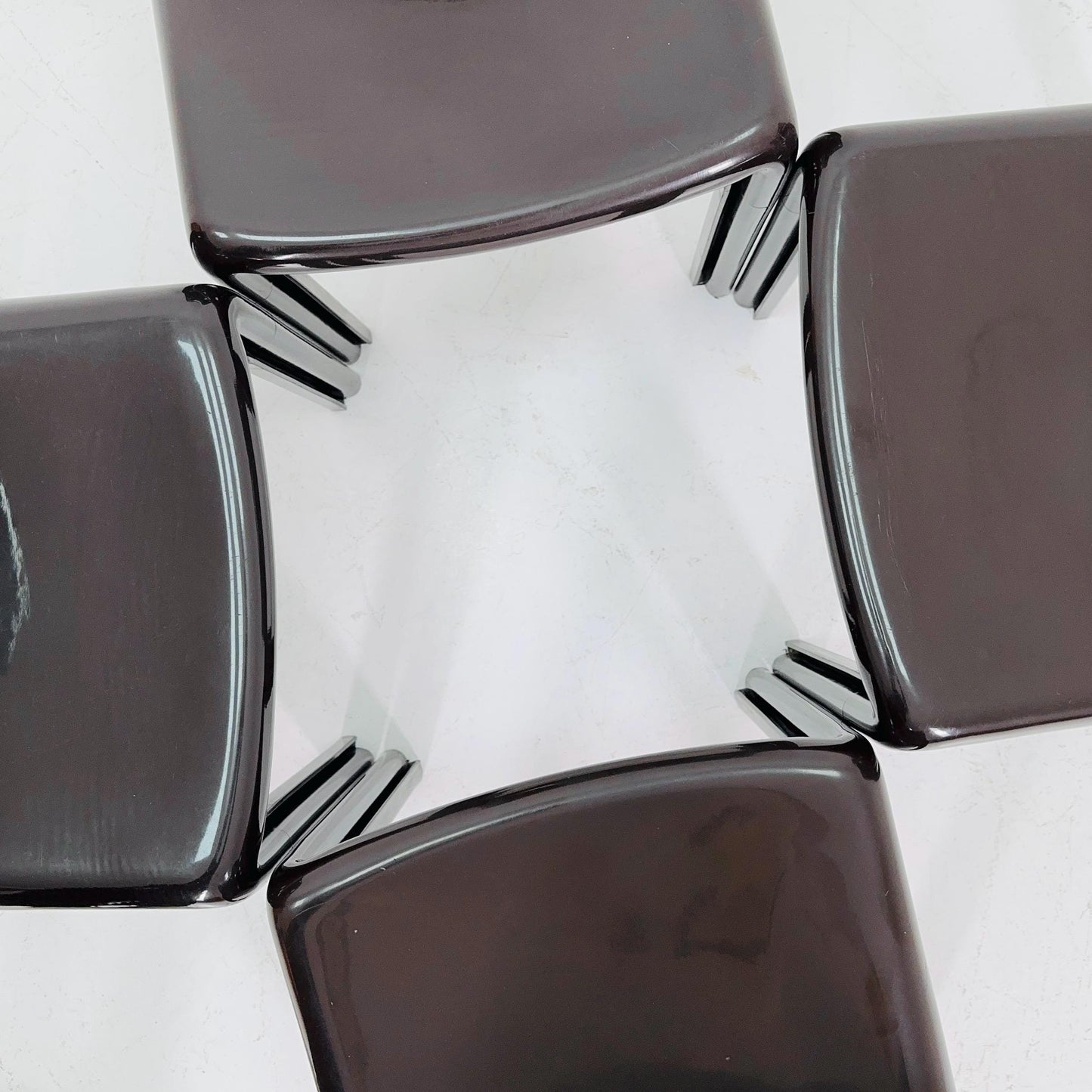 Set of 4 Vintage dark brown Selene Fiberglass Chair by Vico Magistretti for Artemide 1968