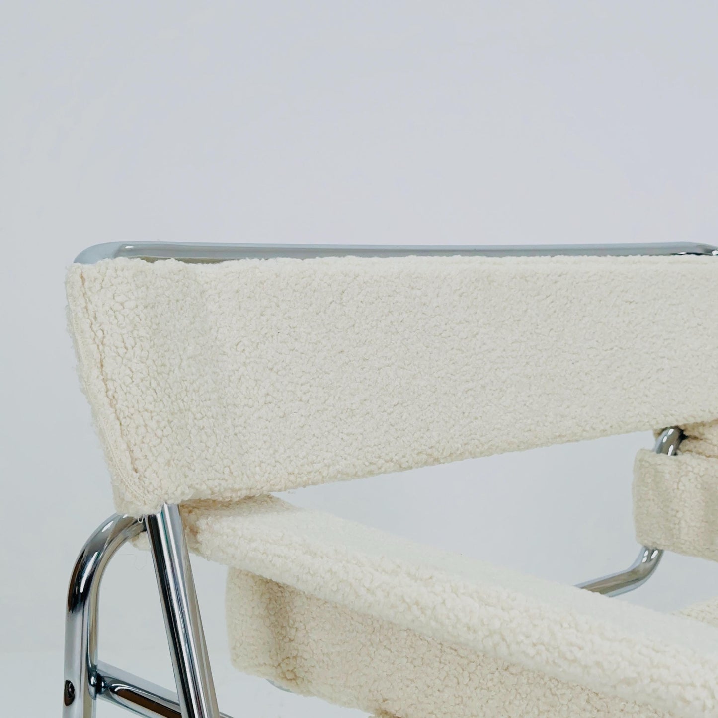 Mid century B3 armchair WASSILY by Marcel Brauer in white Teddy Fabric 1990s Italy
