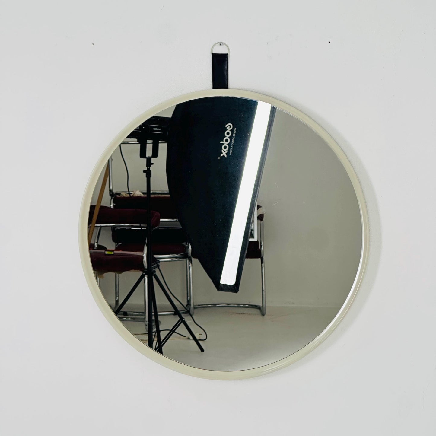Space Age Large Mid-Century large white Round Mirror, 1970s Germany